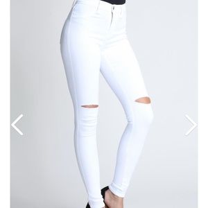 Vibrant MIU High-waisted White Skinny Jeans